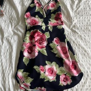 Blue floral open back dress